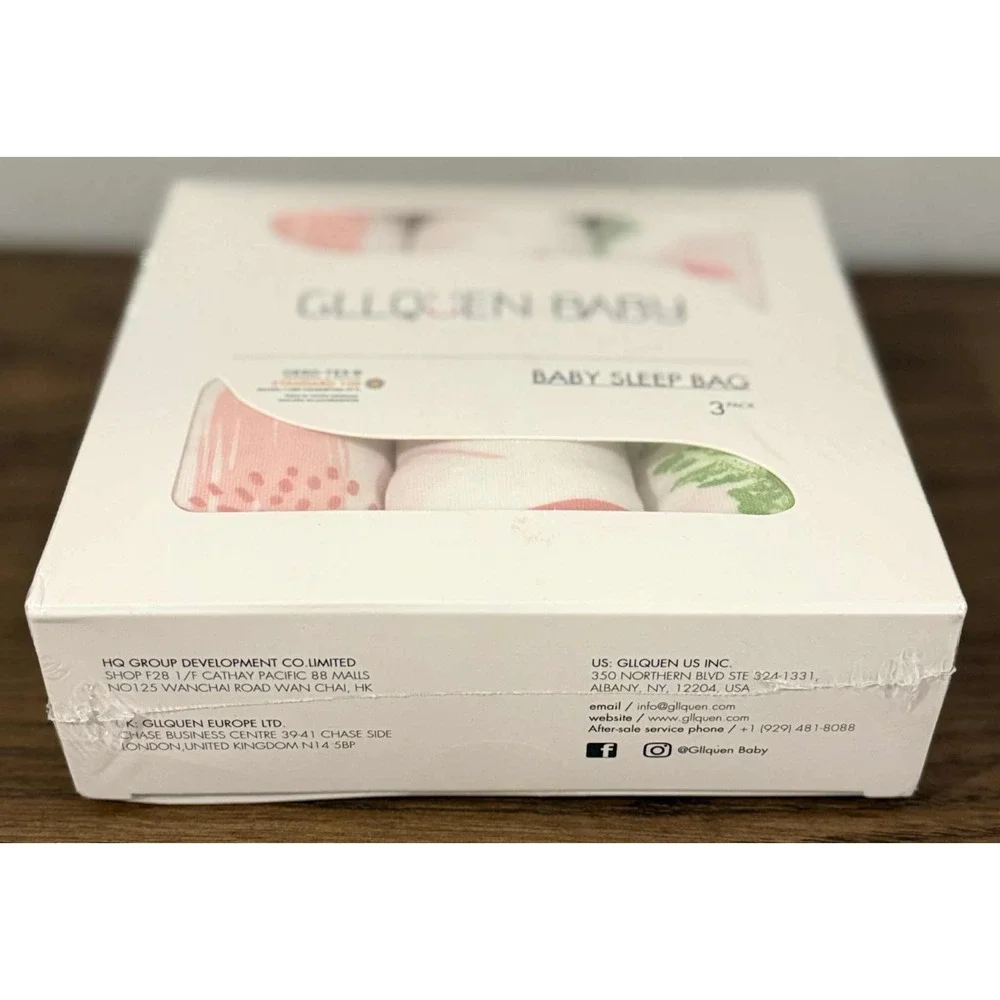 Gllquen BABY Sleep Bag Pack of 3 0-3 Months 100% Cotton Pink Flora Bloom